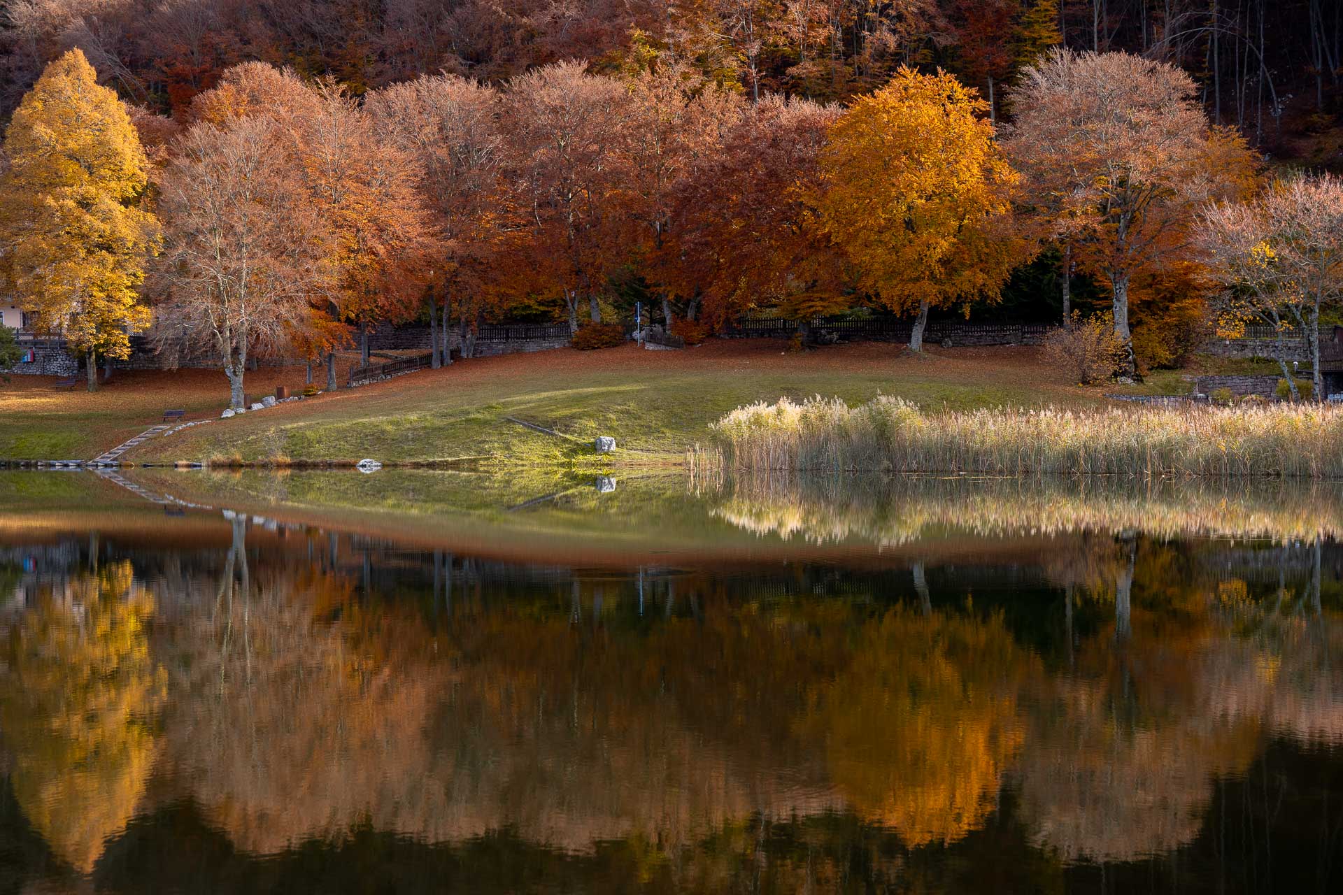Il lago di Lagolo, riflessi e colori autunnali